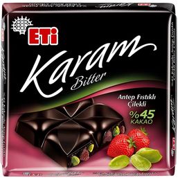 Eti 60 gr Karam %45 Kakaolu Antep Fıstıklı Çilekli Çikolata