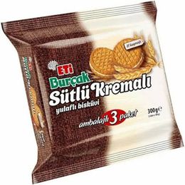 Eti Burçak 3'lü 300 gr Sütlü Kremalı Bisküvi