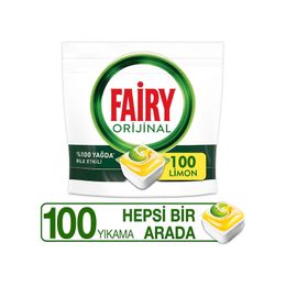 Fairy 100 Tablet Hepsi Bir Arada Limon Kokulu Bulaşık Makinesi Deterjanı