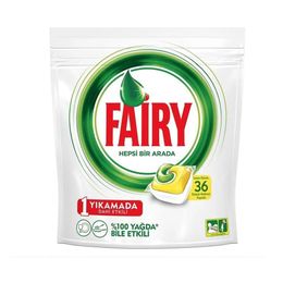 Fairy 36'lı 5 Adet Hepsi Bir Arada Limon Bulaşık Makinesi Tableti