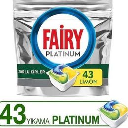 Fairy 43 Yıkama Platinum Limon Kokulu Bulaşık Makinesi Deterjanı Kapsülü