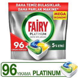 Fairy 96 Yıkama Limon Kokulu Platinum Bulaşık Makinesi Kapsülü