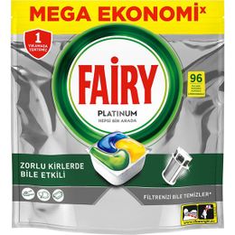Fairy 96 Yıkama Limon Kokulu Platinum Bulaşık Makinesi Kapsülü