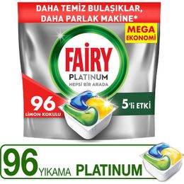Fairy 96 Yıkama Limon Kokulu Platinum Bulaşık Makinesi Kapsülü