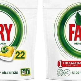 Fairy Limon Kokulu 2x22 Hepsi Bir Arada Bulaşık Makinesi Deterjanı Kapsülü