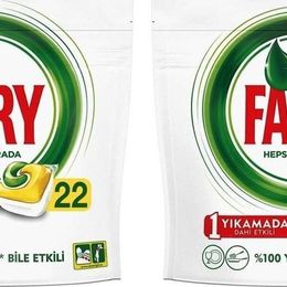 Fairy Limon Kokulu 2x22 Hepsi Bir Arada Bulaşık Makinesi Deterjanı Kapsülü