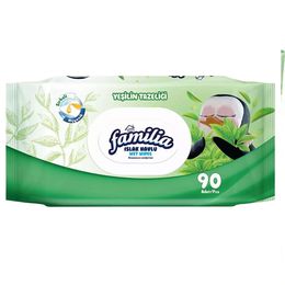 Familia Yeşilin Tazeliği 90 Yaprak Plastik Kapaklı Islak Havlu Mendil