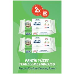 Fibril 2x100'li Çam Kokulu Pratik Yüzey Islak Temizlik Havlusu