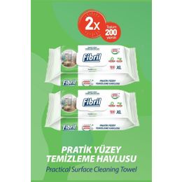 Fibril 2x100'li Çam Kokulu Pratik Yüzey Islak Temizlik Havlusu