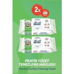 Fibril 2x100'li Çam Kokulu Pratik Yüzey Islak Temizlik Havlusu