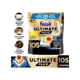 Finish 105 Tablet Ultimate Plus Hepsi Bir Arada Limon Ferahlığı Bulaşık Makinesi Deterjanı