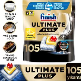 Finish 105 Tablet Ultimate Plus Hepsi Bir Arada Limon Ferahlığı Bulaşık Makinesi Deterjanı