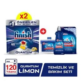 Finish Quantum 120 Yıkama Tablet Bulaşık Makinesi Deterjanı 2x60 Adet & Temizlik Bakım Seti