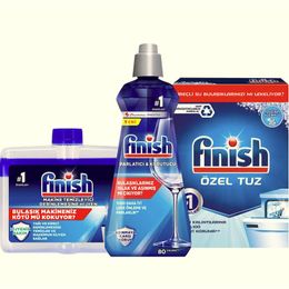 Finish Temizlik ve Bakım Seti Parlatıcı 400 ml + Makine Temizleyici Sıvı 250 ml + 550 gr Tuz