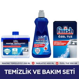 Finish Temizlik ve Bakım Seti Parlatıcı 400 ml + Makine Temizleyici Sıvı 250 ml + 550 gr Tuz