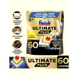 Finish Ultimate Plus Hepsi Bir Arada 60 Kapsül Limon Bulaşık Makinesi Deterjanı Tableti