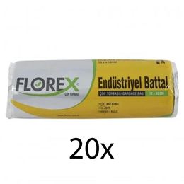 Florex 10 Adet 20 Rulo Siyah Battal Endüstriyel Çöp Torbası