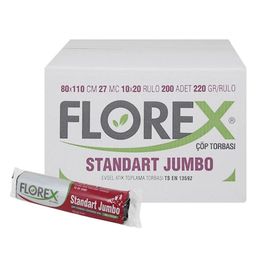 Florex 20 Rulo x 10 Adet Standart Jumbo Siyah Çöp Torbası