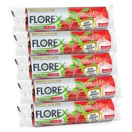 Florex 5 Rulo Büzgülü Çilek Kokulu Orta Boy Çöp Poşeti