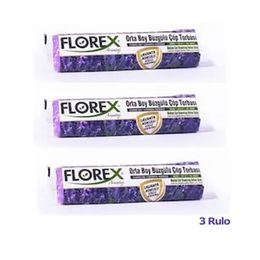 Florex 55 x 60 cm 10 Adetlik 3 Rulo Büzgülü Lavanta Kokulu Çöp Poşeti
