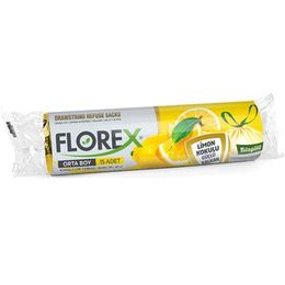 Florex 55x60 cm 25 Rulo Büzgülü Limon Kokulu Orta Boy Çöp Torbası
