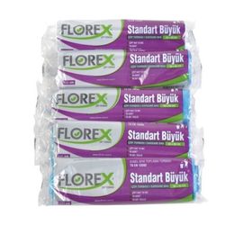 Florex 65 x 80 cm - 5 Rulo Standart Büyük Çöp Torbası Mavi