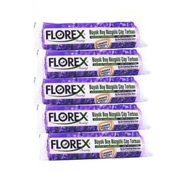 Florex 65x70 cm 5 Rulo Büzgülü Lavanta Kokulu Büyük Boy Çöp Torbası