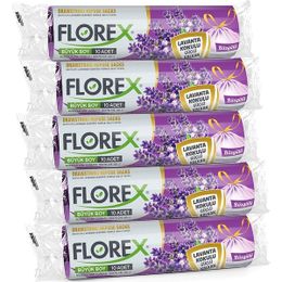 Florex 65x70 cm 5 Rulo Büzgülü Lavanta Kokulu Büyük Boy Çöp Torbası