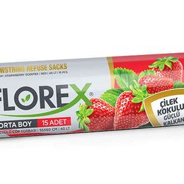 Florex Büzgülü Orta Boy Çilek Kokulu 10'lu Çöp Poşeti