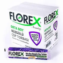 Florex Lavanta Kokulu Büzgülü Orta Boy Çöp Torbası 55 X 60 cm 25 Rulo