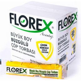 Florex Limon Kokulu Büzgülü Büyük Boy Çöp Torbası 250 Adet Sarı 65 x 70 cm