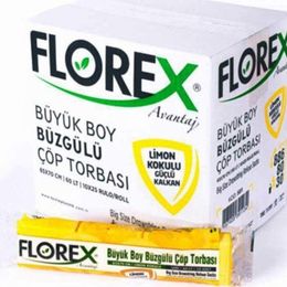 Florex Limon Kokulu Büzgülü Büyük Boy Çöp Torbası 250 Adet Sarı 65 x 70 cm