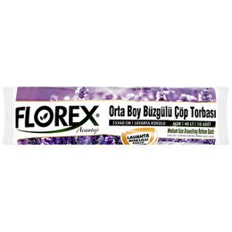 Florex Mor 10x25 Rulo Lavanta Kokulu Büzgülü Orta Boy 55x60 cm Çöp Poşeti