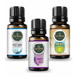 Gardone 3x10 ml Lavanta Beyaz Sabun ve Relax Kokulu Esansiyel Uçucu Yağ
