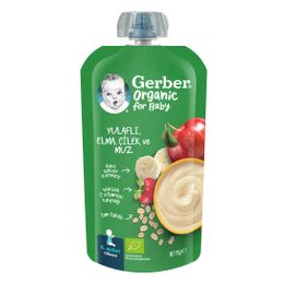 Gerber 110 gr Organic Yulaflı Elma Çilek ve Muz Püre