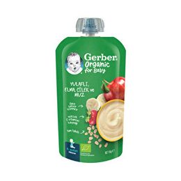 Gerber 110 gr Organic Yulaflı Elma Çilek ve Muz Püre
