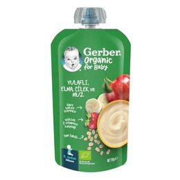 Gerber 110 gr Organic Yulaflı Elma Çilek ve Muz Püre