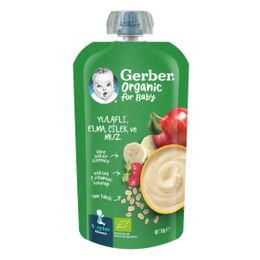Gerber 110 gr Organic Yulaflı Elma Çilek ve Muz Püre