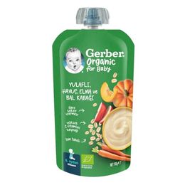 Gerber 110 gr Organik Yulaflı Elma Havuç ve Balkabaklı Püre