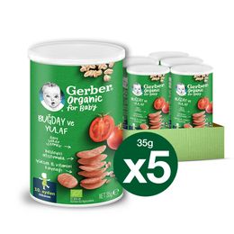 Gerber 5x35 gr Organik Buğday ve Yulaflı Domates Havuç ve Soğanlı Bebek Atıştırmalığı