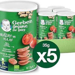 Gerber 5x35 gr Organik Buğday ve Yulaflı Domates Havuç ve Soğanlı Bebek Atıştırmalığı