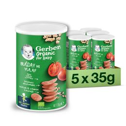Gerber 5x35 gr Organik Buğday ve Yulaflı Domates Havuç ve Soğanlı Bebek Atıştırmalığı