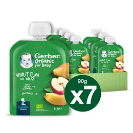 Gerber 7x90 gr Organik Armut Elma ve Muz Püresi