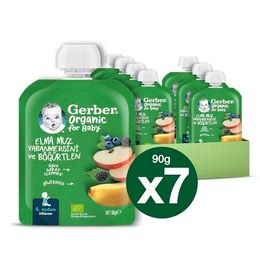 Gerber 7x90 gr Organik Muz Yabanmersini Böğürtlen ve Elma Püresi