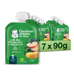 Gerber 7x90 gr Organik Muz Yabanmersini Böğürtlen ve Elma Püresi