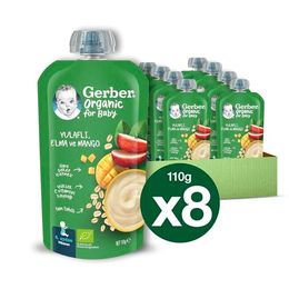Gerber 8x110 gr Organik Yulaflı Elma ve Mango Püresi