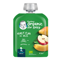 Gerber 90 gr Organic Muz Elma Armut Püre