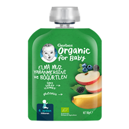 Gerber 90 gr Organic Muz Yaban Mersini Elma Püre