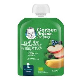 Gerber 90 gr Organic Muz Yaban Mersini Elma Püre