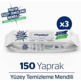 Giggles 3 Paket 150 Adet 150 Yaprak Pratik Yüzey Temizleme Mendili